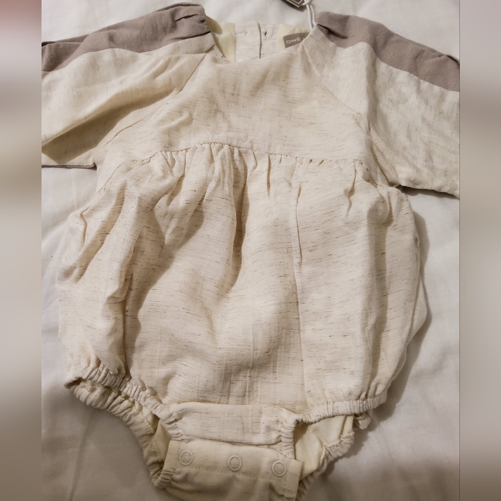 One Child Beige and Gray Dress